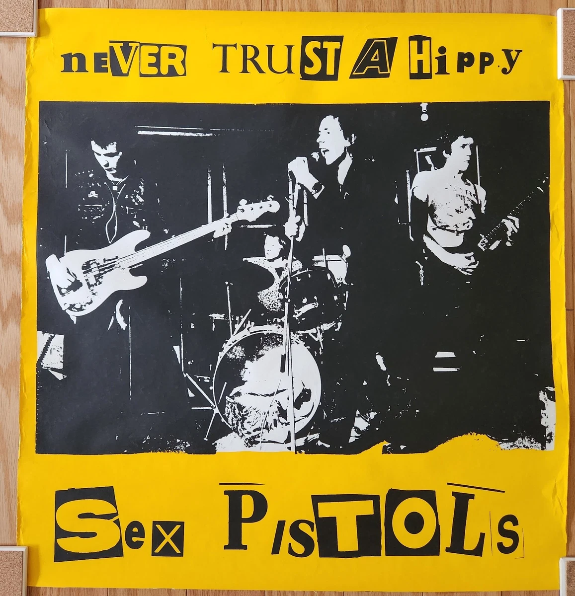 Sex Pistols - neVER TRUST A Hippy record promo poster - 1985 (29.5