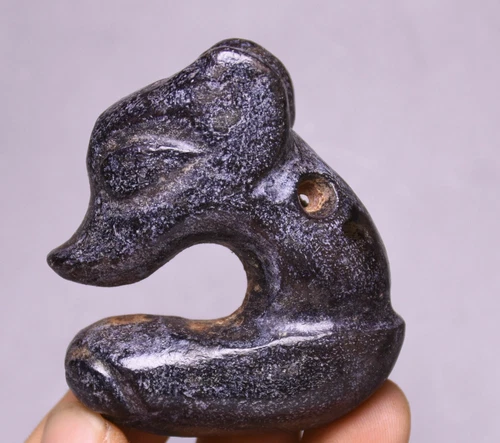 5CM China Hongshan Culture Old Jade Fengshui Dragon Beast Cicada Amulet Pendant