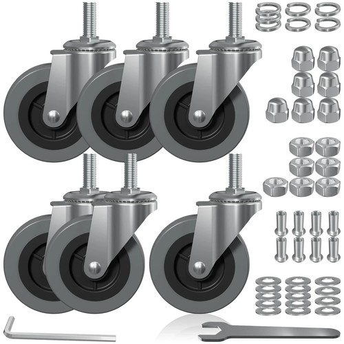 3 Inch Creeper Replacement Wheels 6 Pack Swivel Caster Wheel snap on cart Cas...