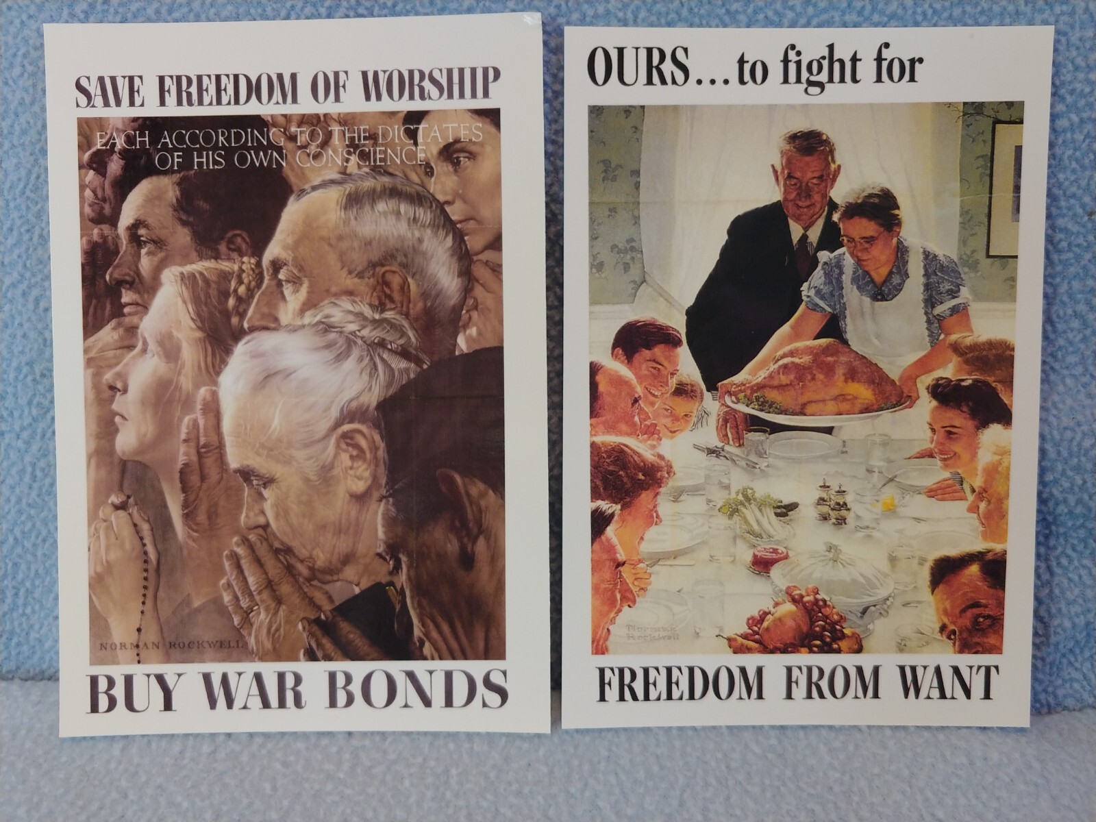 Vintage 1943 WWII Norman Rockwell Postcard Reproductions 6” x 4-1/4”