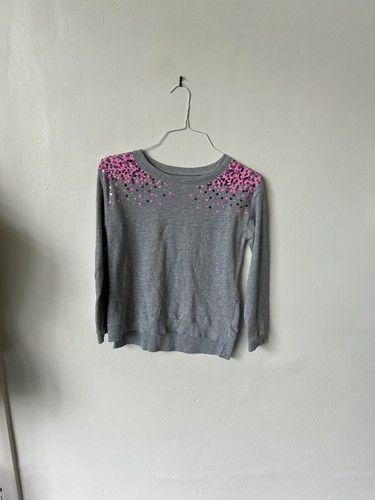 Justice Pink Sequin Grey Sweatshirt Girls Size 14/16 - Picture 2 of 5