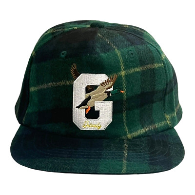 Grizzly Griptape Duck Season Vintage Green Flannel Hat Cap Adjustable Strap NWOT