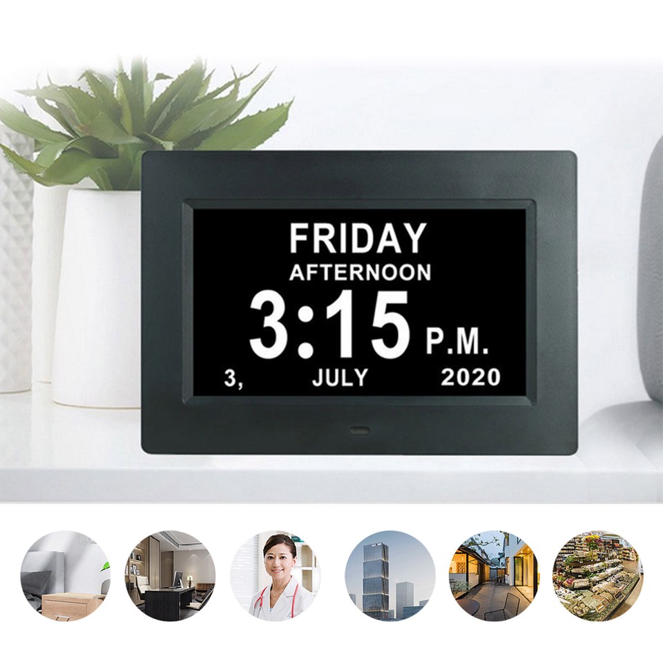 Digital Day Clock 7in With Unabbreviated Year Month Alarm Clock For ...