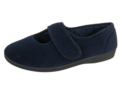 Cosy Comfort Wide Fitting Ladies Slippers EE Burgundy & Navy Large Slippers | eBay
