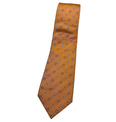 BARBA 7fold Silk Tie ITALY Orange Geometric W:4'' EUC