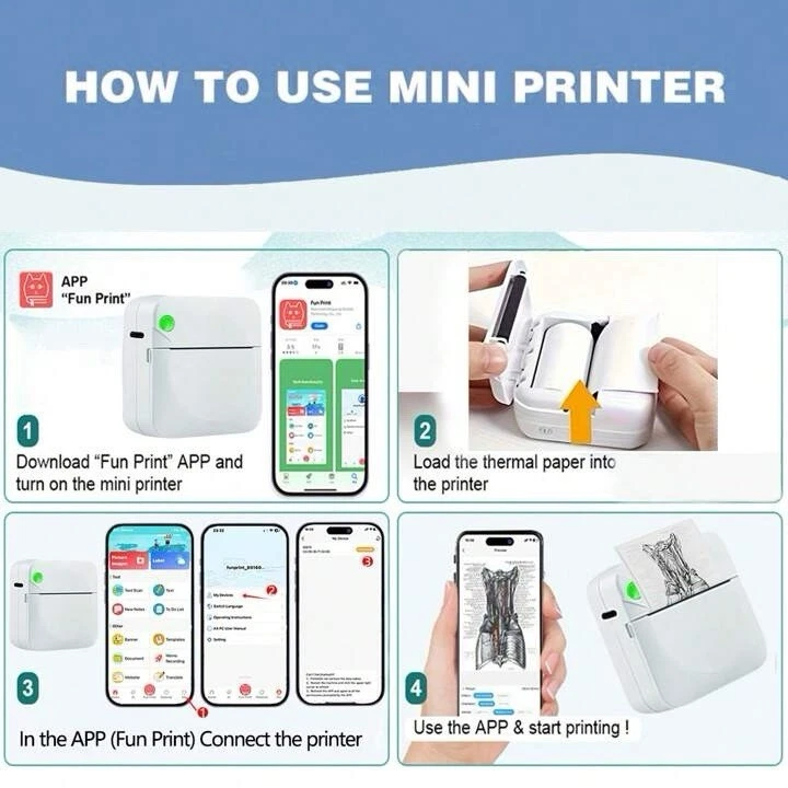 Mini Pocket Thermal Sticker Printer Bluetooth Mobile Phone Photos Label Printing - Image 2 of 4