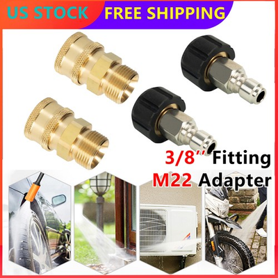 #ad #ad 4Pc Pressure Washer Adapter Set Quick Disconnect Kit M22 Swivel to 3 8#x27;#x27; Connect $14.92