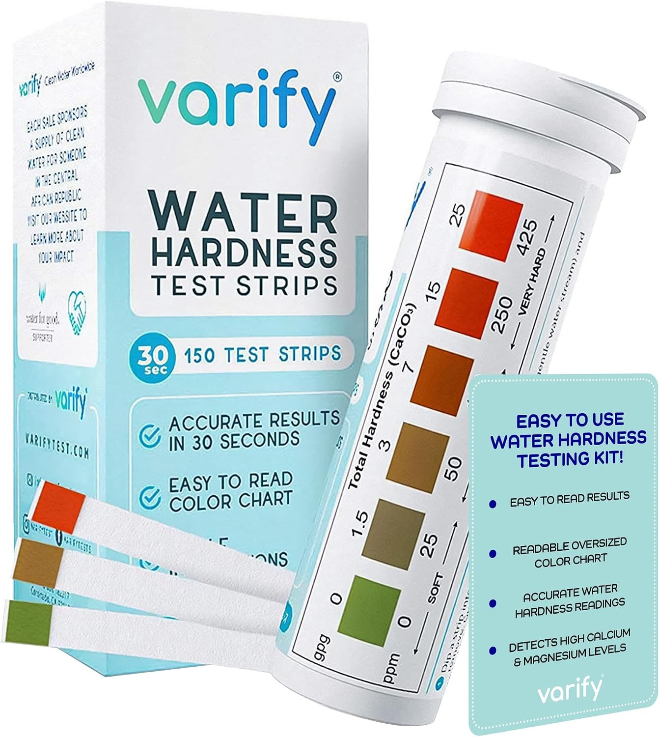 150 Strips Water Hardness Test Kit Home Drinking Well Spa Swimming Pool Softener