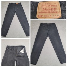 Vintage Levi's 550 Jeans Men's 35x33 Black Relaxed Fit Tapered Denim Made In USA