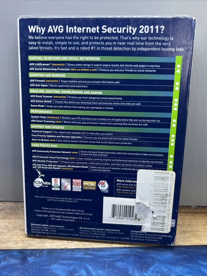 Vintage PC AVG INTERNET SECURITY 2011 New Sealed - Image 4 of 4