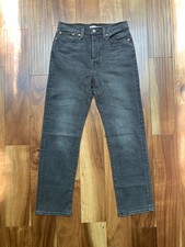Levis Wedgie Straight Jeans Women 28 Black High Rise Button Fly