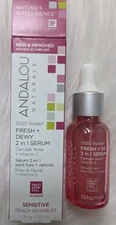 Andalou Naturals 1000 Roses Fresh Dewy 2 In 1 Serum Sensitive 1 Oz- New In Box
