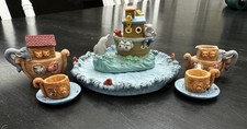 Vintage Noah  s Ark Mini Tea Set Resin Novelty Animal Cups Tray 1990s Collectible