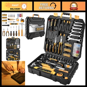 208-Piece Jeu d'outils - Trousse d'outils à main complète pour les ménages & Boîte à outils de réparation automatique avec