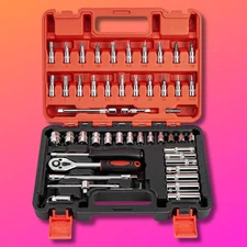 Mechanics Tool Set Kit Socket Ratchet Wrench Set Car Repair Tool w/Case (53-Pcs)
