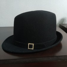 Black Trilby Hat for Women - 100% Wool Elegant Ladies Winter Fedora 