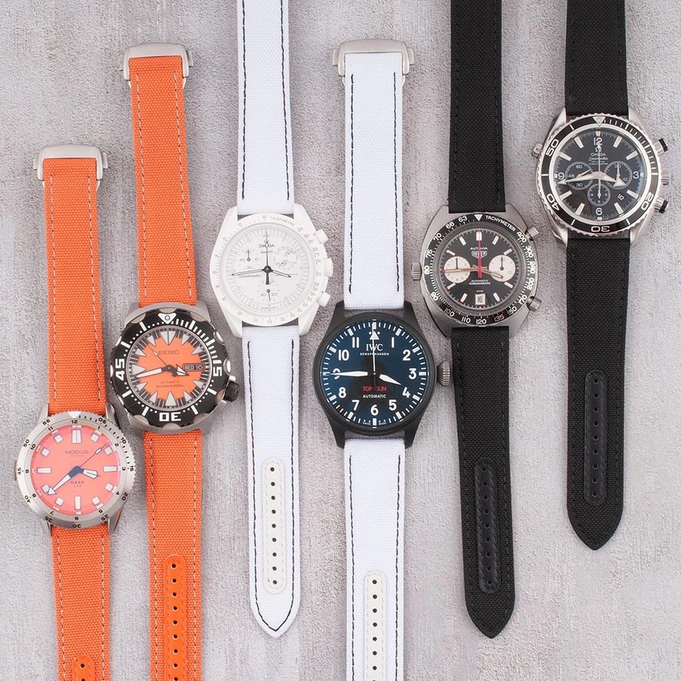 Deployant Sailcloth Quick Release Watch Strap Leather Band Nylon for men women - Image 2 of 4