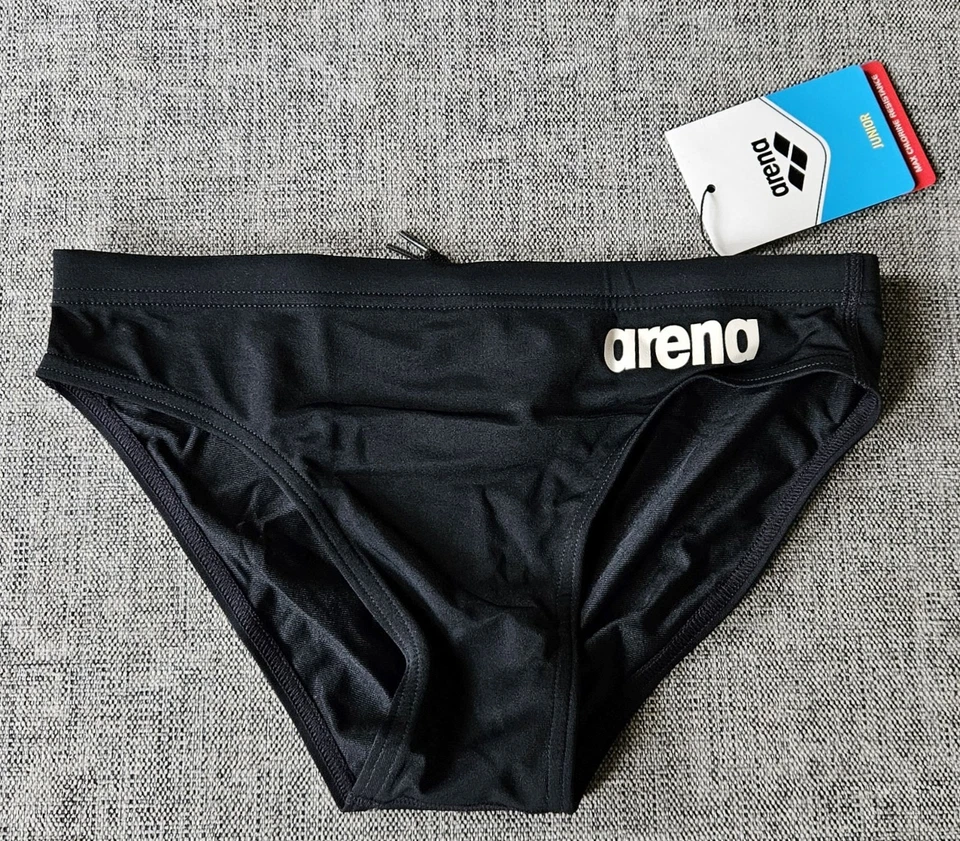 Arena Junior Boys Solid MaxLife Swim Briefs Trunks AUS Size AUS 12-13 Black