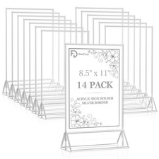 14 Pack 8.5x11 Acrylic Sign Holder, Clear Double-Sided Table Top Display Stan...