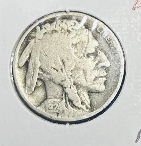 1924 D Buffalo Nickel In Good W/scratch
