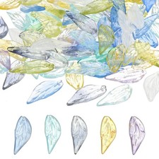 100Pcs Crystal Leaves Beads Translucent Czech Glass Beads, Multicolored