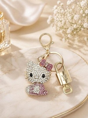 Authentic Louis Vuitton Padlock Gold   Key Set + Unbranded Hello Charm Keychain