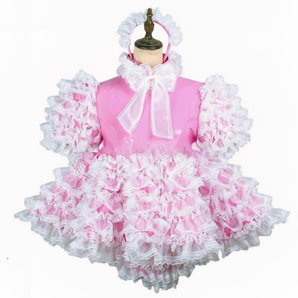 Sissy Girl Maid Pink PVC lockable Dress cosplay Unisex costumes Tailor ...