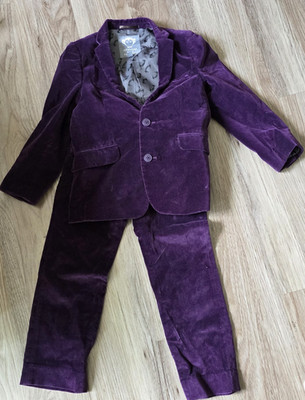 Appaman Boys Suit Size 8 Purple Velvet Two Button Jacket Pants