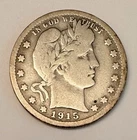 1915 S Barber Quarter - Very Good 90% Silver 25c