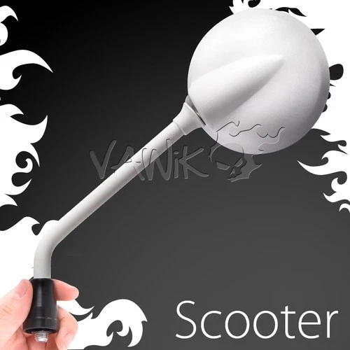 VAWiK- mirrors steel metal roundie round shape white 8mm scooter motorcycle θ
