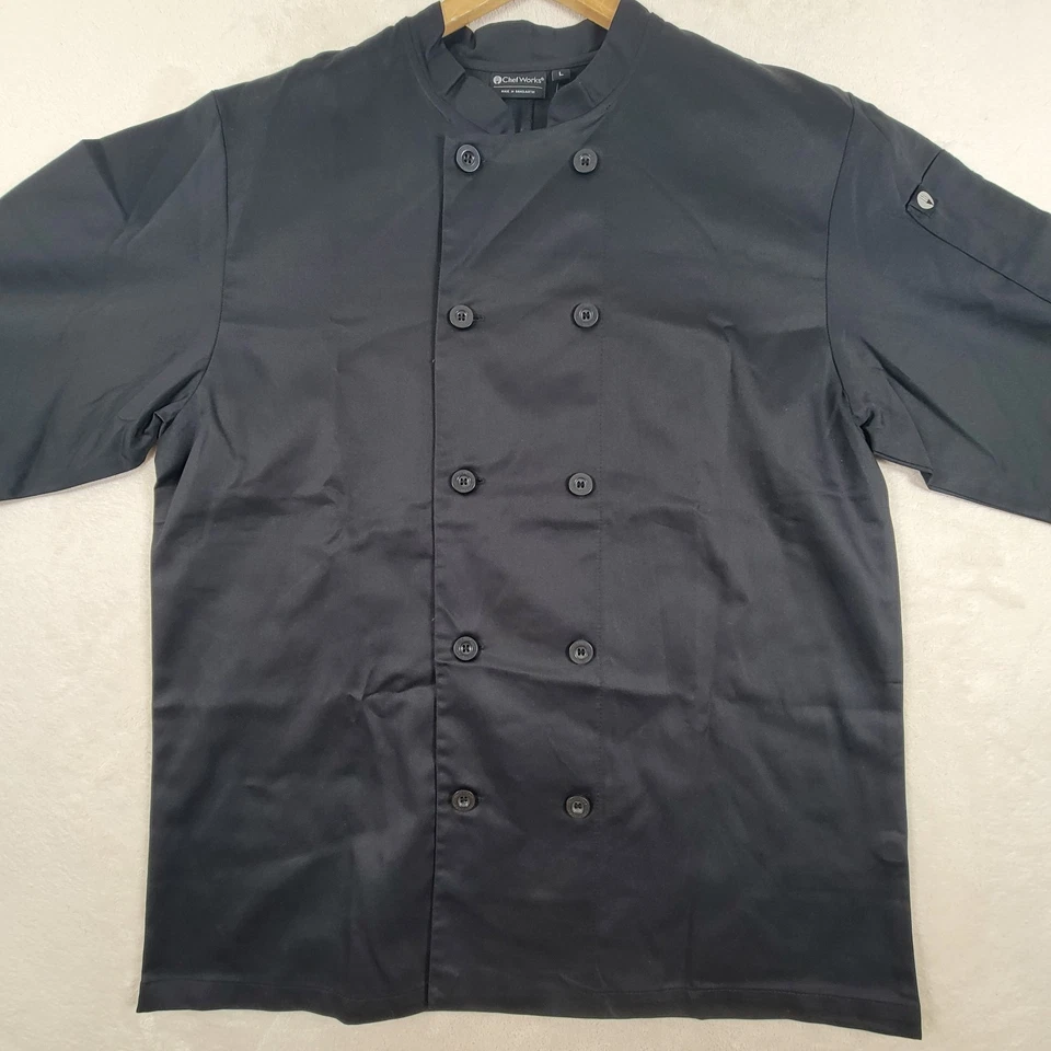 Chef Works Unisex Bastille Chef Coat (BAST)  Black Large  - Image 2 of 4