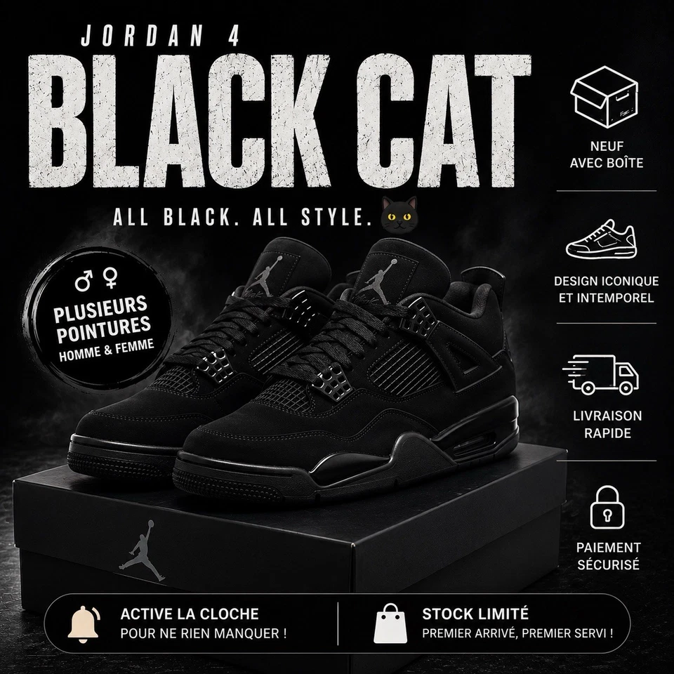 JORDAN 4 BLACK CAT - Photo 1/1