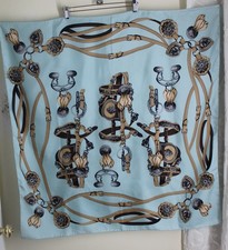 Estate NO TAGS DESIGNER AS IS Heavy Silk 35" Square Bridle Equestrian Scarf Wrap
