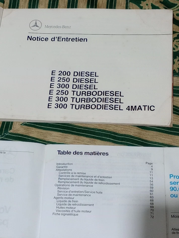 Mercedes W124 Libretto Uso E Manutenzione Notice D'entretien Carnet De Maintence - Immagine 3 di 3