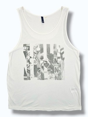 White Abstract Graphic Tank Top Sleeveless Casual Surfer Skater Streetwear Small