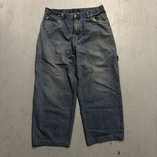 Y2K Bugle Boy Embroidered Baggy Cargo Wide Leg Skate Core Skater Jeans 38x32