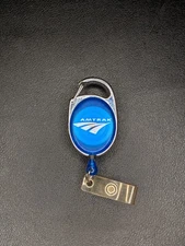 Amtrak  Retractable Badge Holder - Carabiner Attachment, Railroadiana 24" Length