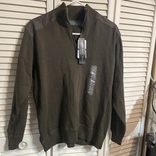 Oscar De La Renta Men  s Size XL Green Quarter Zip Pullover Sweater 100 Cotton