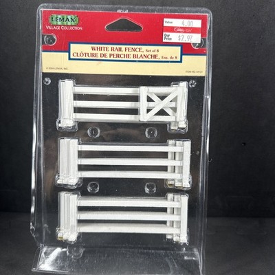   2004 Lemax Village Collection Accessories 9836966 WHITE RAIL FENCE Set of 8  