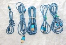 Sync  Charge USB Cable LOT OF 5 braided blue 6ft New