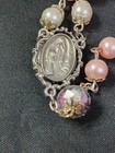 PINK GLASS FLORAL BEADED ROSARY 30"NECK OPENING — photo 4