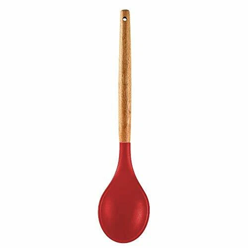 Silicone Ladle Spoon Wooden Handle Seamless Nonstick Kitchen Soup Ladle 31.5 cm