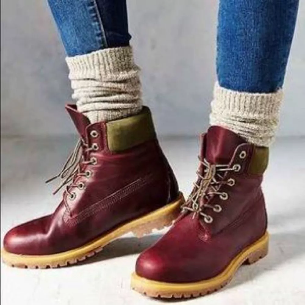 Burgundy leather timberland clearance boots