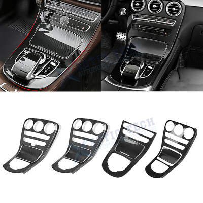 Carbon Fiber Style Gear Shift Box Panel Overlay Trim For Mercedes C E GLC Class