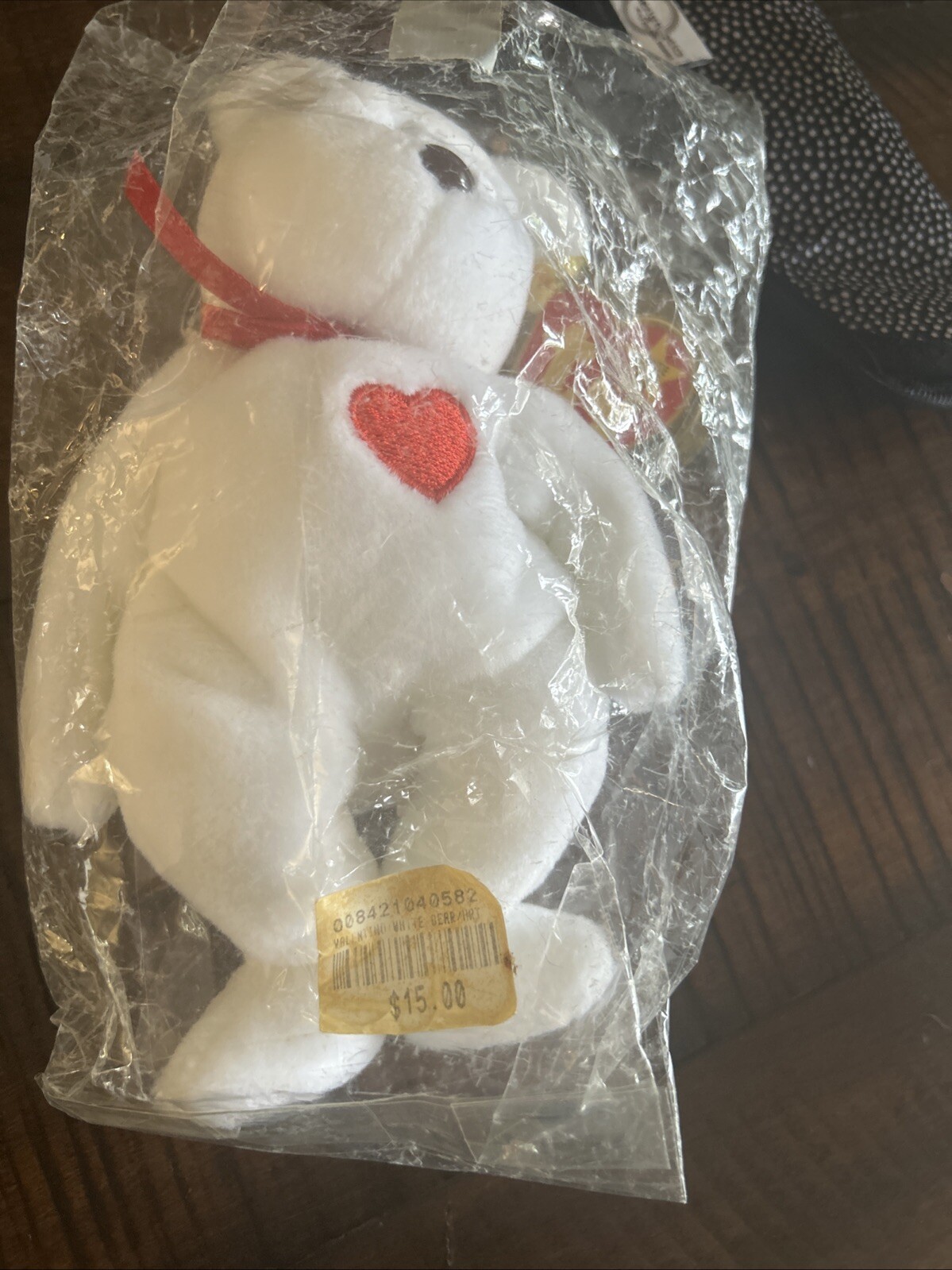 RARE NEW Ty Valentino Bear Beanie Baby 1993/1994 with Brown Nose and tag errors! thumbnail 2