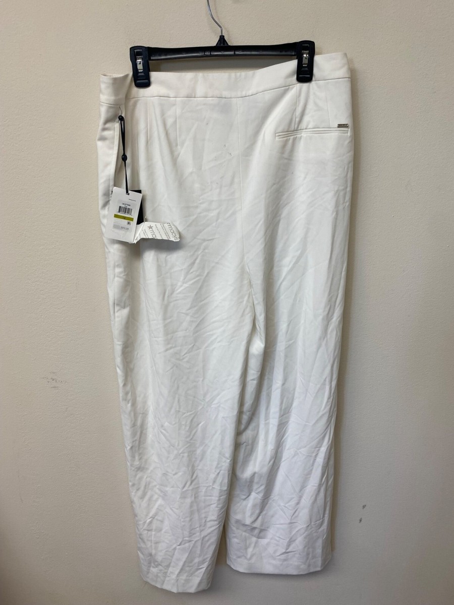 DKNY Women's White High Rise Stretch Wide Leg Dress Pants Size 14
