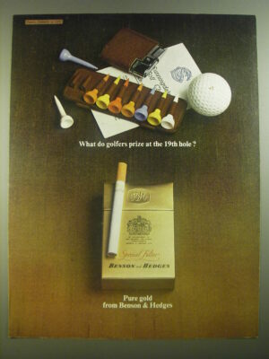 cigarettes with hole in filter 1967 Benson & Hedges Special Filter Cigarettes Ad - golfers prize at 19th