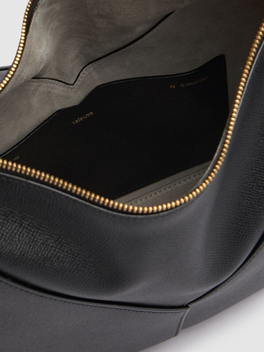 VALEXTRA Vivi Black Leather Hobo Bag New | eBay