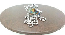 Floating Silver Cross Locket, Genuine Beach Glass, Sea Glass, Necklace, Jewelry