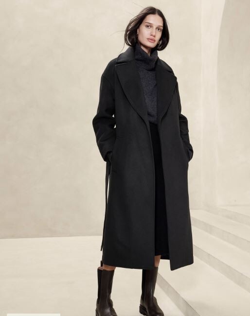 Banana Republic Women's NWT Oversized Wool-Cashmere Wrap Coat Med